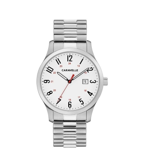 Caravelle Designed by Bulova Men's 43B153 Stainless Expansion Bracelet Easy Reader Watch