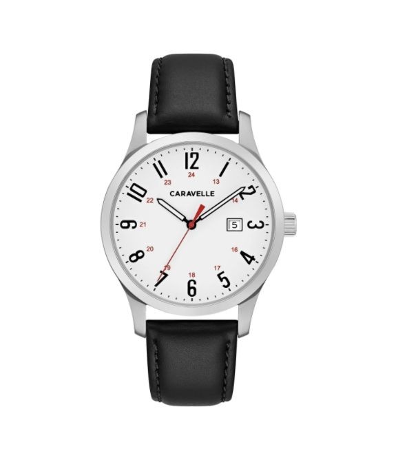 Caravelle Designed by Bulova Women's 43M118 Easy Reader Black Leather Strap Watch