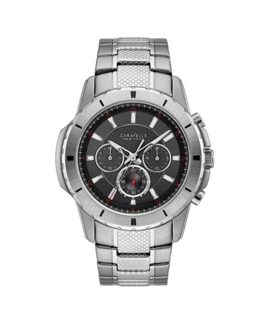 Caravelle NY Men's 43A137 Stainless Chronograph Bracelet Watch - Silver