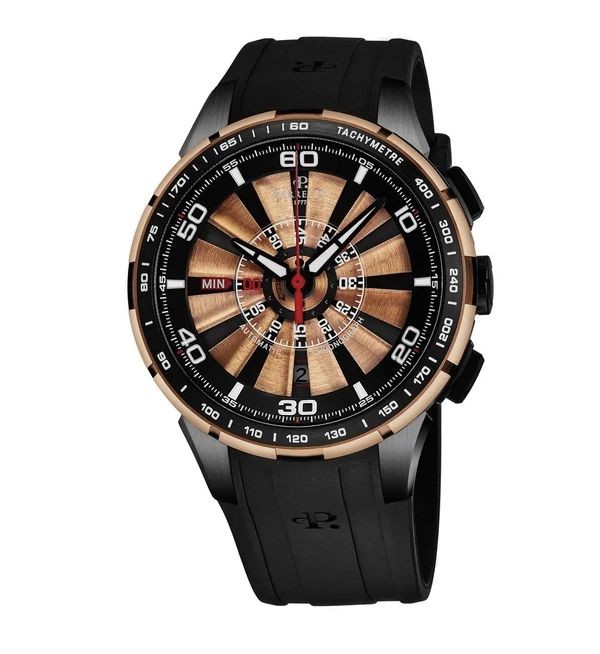 Perrelet Men's A3036/2 'Turbine Chrono' Black Dial Black Rubber Strap Automatic Watch
