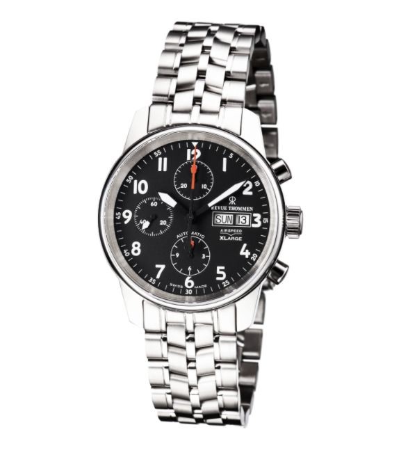 Revue Thommen 16051.6137 'Auto Chrono' Black Dial Stainless Steel Bracelet Swiss Automatic Watch