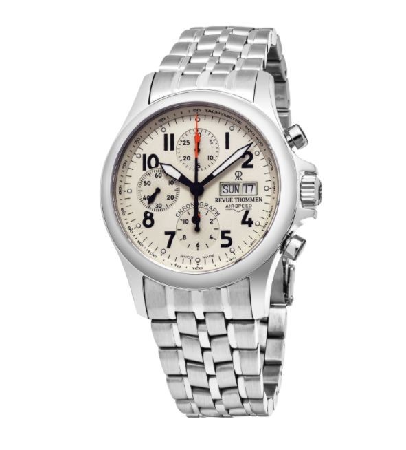 Revue Thommen Men's 17081.6138 'Pilot' Ivory Dial Stainless Steel Chronograph Swiss Automatic Watch