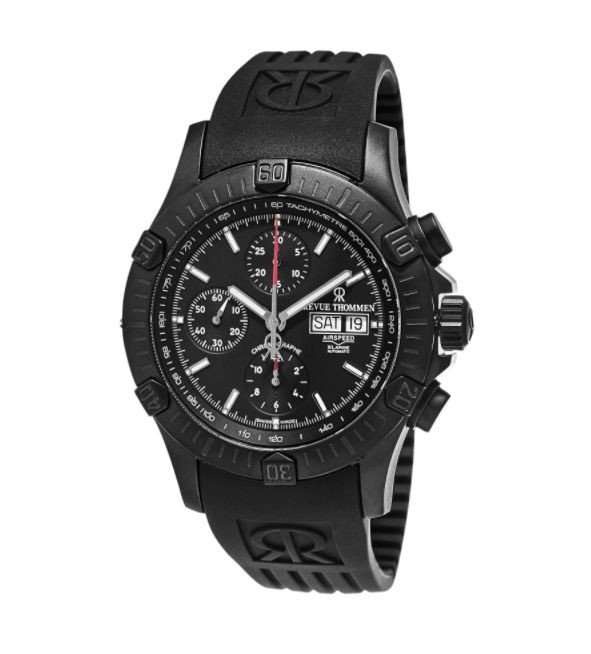 Revue Thommen Men's 16071.6877 'Air Speed' Black Dial Black Rubber Strap Swiss Automatic Watch