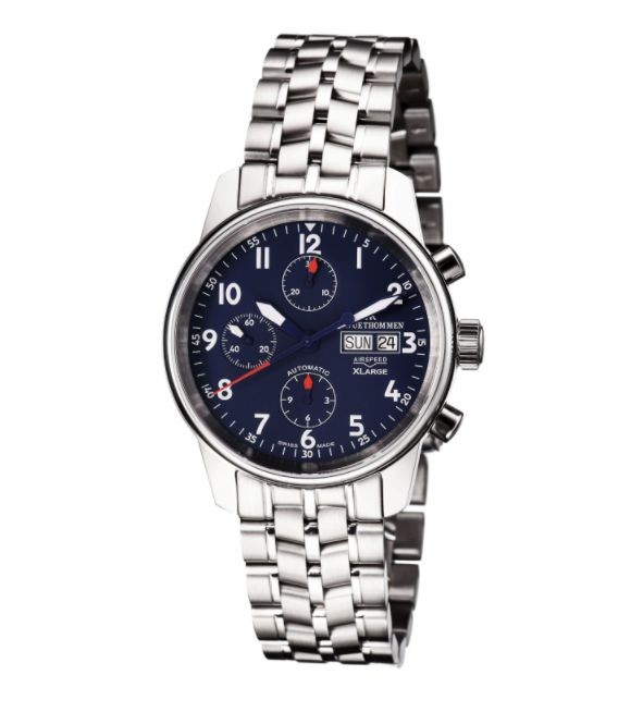 Revue Thommen 16051.6135 'Auto Chrono' Blue Dial Stainless Steel Bracelet Swiss Automaitc Watch