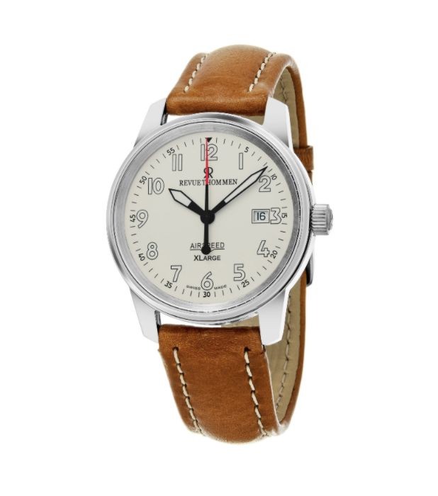 Revue Thommen 16052.2532 'Air Speed XL' Silver Dial Brown Leather Strap Swiss Mechanical Watch