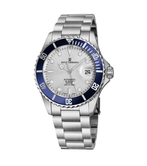 Revue Thommen Men's 17571.2125 'Diver' Silver Dial Stainless Steel Bracelet Swiss Automatic Watch