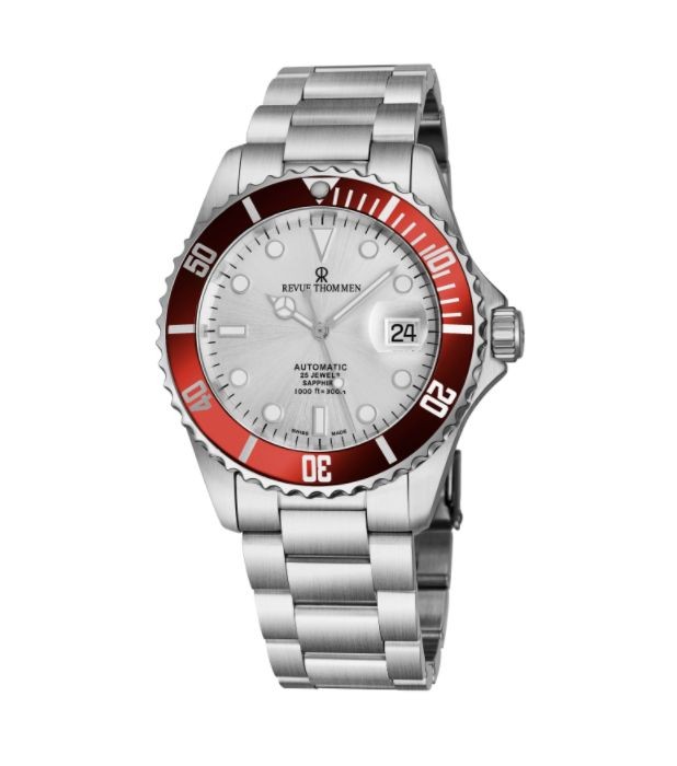 Revue Thommen Men's 17571.2126 'Diver' Silver Dial Stainless Steel Bracelet Swiss Automatic Watch