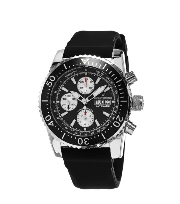 Revue Thommen Men's 17030.6537 'Air Speed' Black Dial Black Rubber Strap Chronograph Swiss Automatic