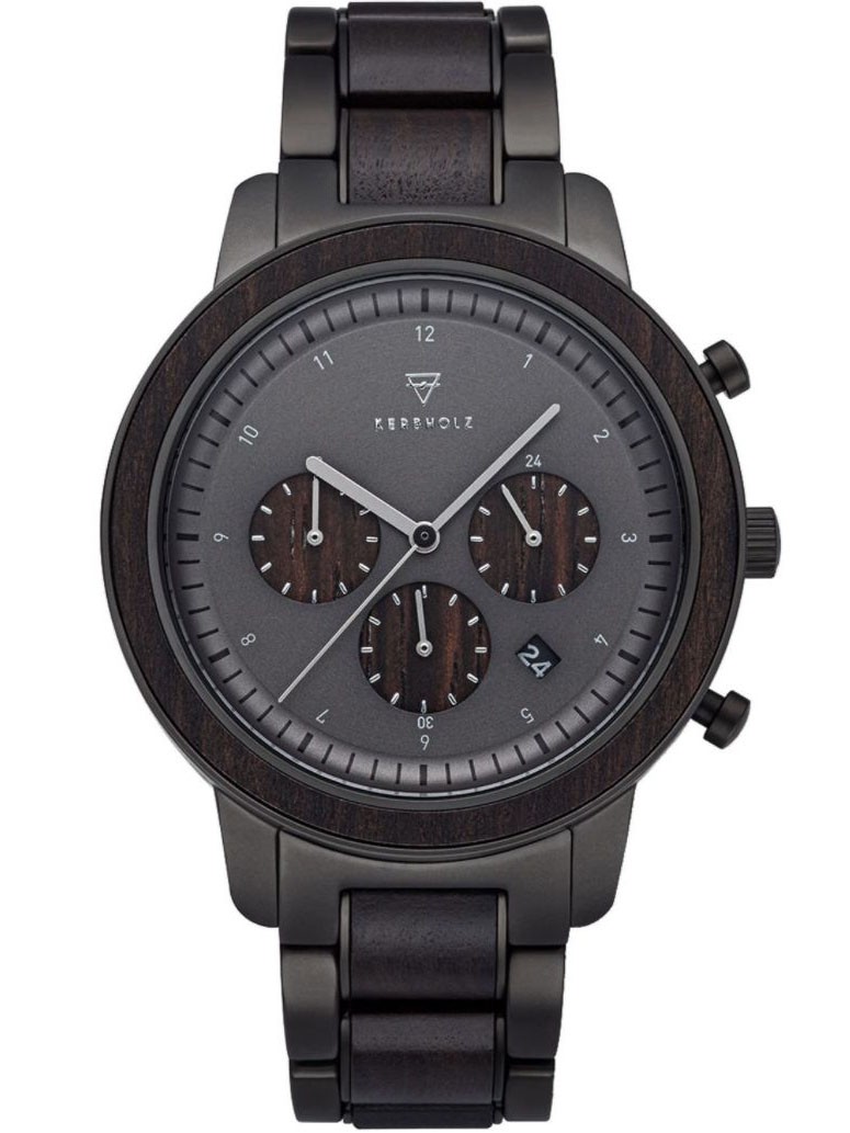 Men's Wood Watch Chronograph Maximilian Sandalwood/Black