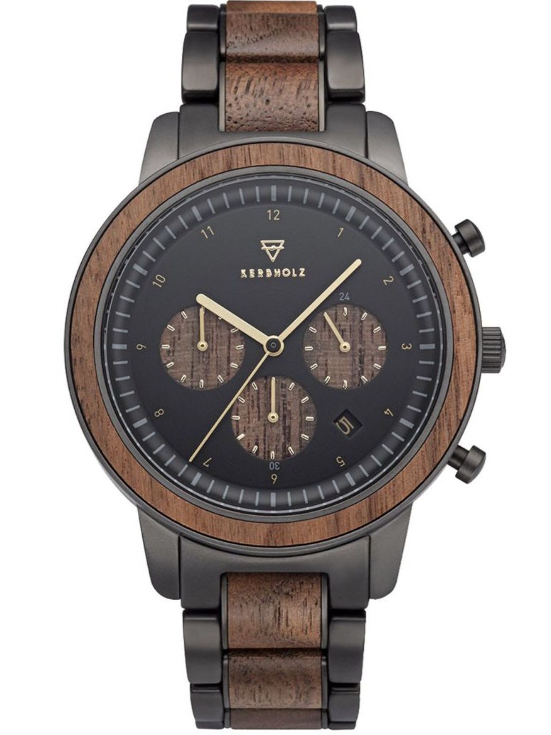 Chronograph Men's Wooden Watch Maximilian Walnut/Black