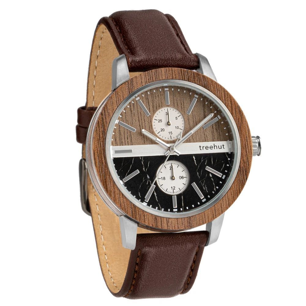 Tao Black Marble Brown Leather