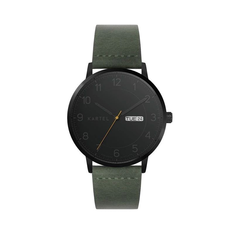 MORRIS 40MM GREEN LEATHER STRAP WATCH