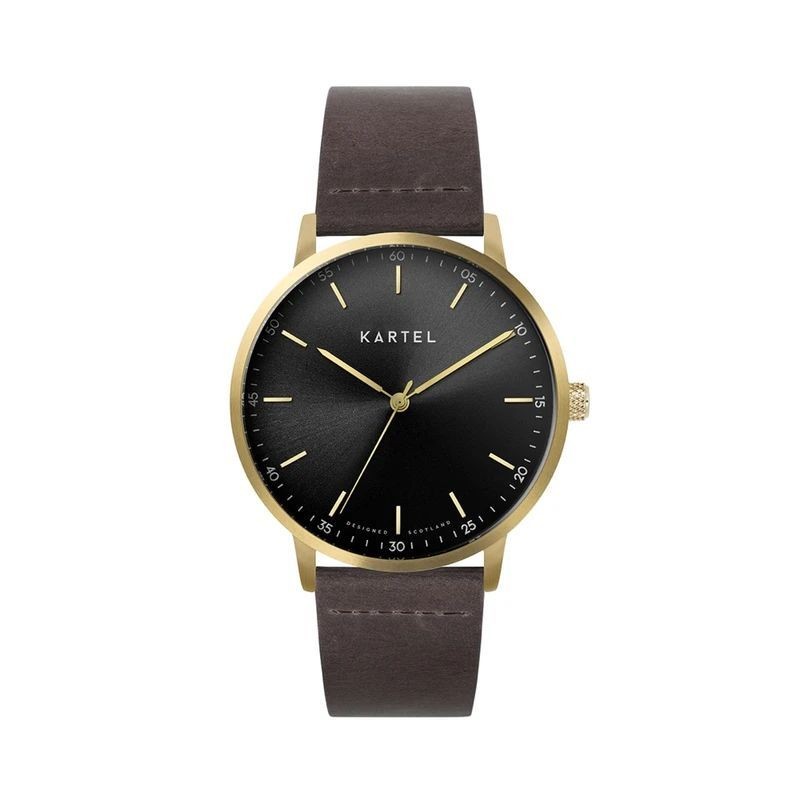 HUME 40MM BROWN LEATHER STRAP WATCH